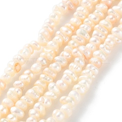 天然養殖淡水パールビーズ連売り  ロンデル  グレード3a+  古いレース  3~4mm  穴：0.7mm  約124~150個/連  13.39''~13.78''（34~35センチメートル）&nbsp;PEAR-I007-02K-01A