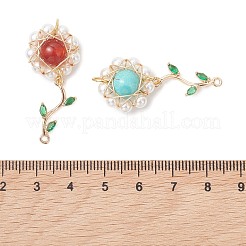 4Pcs 4 Styles Brass Micro Pave Cubic Zirconia Connector Charms&nbsp;PALLOY-TA00398