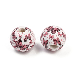 Painted Wood European Beads&nbsp;WOOD-F017-04G