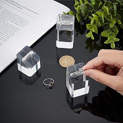 アクリルリングが表示されます  フィンガーリングディスプレイスタンド用  長方形  透明  2.9x2.9x3.5cm&nbsp;ODIS-WH0010-42