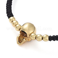 Skull Adjustable Brass Nylon Thread Braided Bracelets&nbsp;BJEW-JB04985-03