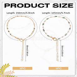 1 Set Natural Lapis Lazuli Beads Bracelet & Dapped Chains Bracelet Set for Women&nbsp;BJEW-LP0004-06A