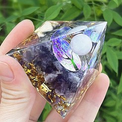 オルゴナイトピラミッド樹脂エネルギー発生器  レイキの天然アメジストチップが入っており、ホームオフィスのデスクの装飾に最適です。  60mm&nbsp;PW-WG4085E-01