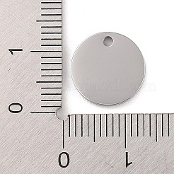 変色しない304ステンレススチールペンダント  鏡面研磨仕上げの刻印入り空白タグ  フラットラウンドのチャーム  ステンレス鋼色  12x1.5mm  穴：1.2mm&nbsp;STAS-K270-33P