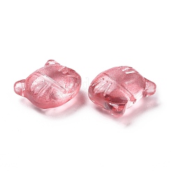ガラスビーズ  ジュエリー作りのための  猫  サクランボ色  12.5x14x6.5mm  穴：1mm&nbsp;GLAA-G079-02H
