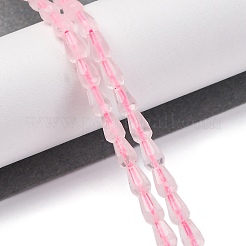 天然石ローズクォーツビーズ連売り  多面カット  ティアドロップ  5.5~8.3x4.1~4.35mm  穴：0.5mm  約30個/連  7.48インチ（19cm）&nbsp;G-C080-B02-01A