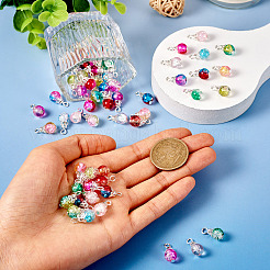 78Pcs 13 Colors Transparent Spray Painting Crackle Glass Charms&nbsp;PALLOY-TAC0088
