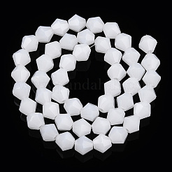 ジェイド風ガラスビーズ連売り  多面カット  双円錐形  雪  6x5.5mm  穴：1.2mm  約45~47個/連  9.65~9.84インチ（24.5~25cm）&nbsp;EGLA-A039-J6mm-D06