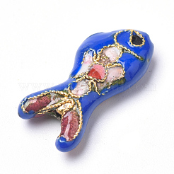 手作り七宝ビーズ  カドミウムフリー＆鉛フリー  魚  ミックスカラー  19.5x9x5~6mm  穴：1mm&nbsp;CLB-S006-05