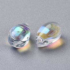 透明ガラスビーズ  トップドリルビーズ  ティアドロップ  ミックスカラー  9x6x5mm  穴：1mm&nbsp;X-GGLA-M004-05A