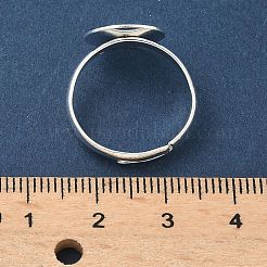 調節可能な真鍮パッドリングのセッティング  空白のフラットラウンドい指輪ベーストレイ  ラックめっき  長持ちメッキ  鉛フリー＆カドミウムフリー  925銀メッキ  トレイ：12mm  3mm  usサイズ7 1/4(17.5mm)&nbsp;KK-K414-10B-S