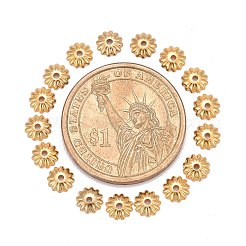 真鍮製ビーズキャップ  カドミウムフリー＆ニッケルフリー＆鉛フリー  18KGP本金メッキ  6x2mm  穴：1mm&nbsp;X-KK-P032-06-NR