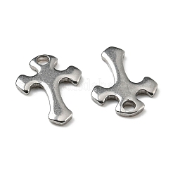 変色しにくい201ステンレススチールの小さなクロスチャーム  ステンレス鋼色  12x8.5x1mm  穴：1.2mm&nbsp;STAS-F139-025P