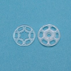プラスチック製の縫製スナップボタン  プレススタッド  衣服のボタン  フラットラウンド  透明  17.5x5mm  穴：4.5x2.5mm&nbsp;DIY-WH0304-118E-02