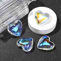 ガラスチャーム  ハート  カラフル  40~41x42~43x15mm  穴：2mm&nbsp;X-EGLA-K011-07A-03