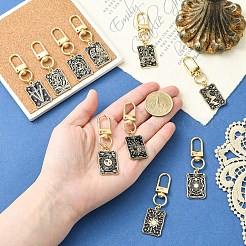 10Pcs 10 Styles Gothic Alloy Enamel Black Tarot Card Pendant Decorations&nbsp;HJEW-YW00262