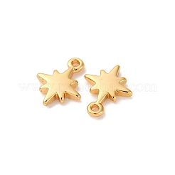 真鍮チャーム  スターのチャーム  長持ちメッキ  ニッケルフリー  18KGP本金メッキ  11.5x9.5x2mm  穴：1.2mm&nbsp;KK-K382-45G