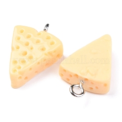 樹脂チャーム  プラチナアイアンペグベイル付き  模造食品  チーズ  ナバホホワイト  20x13.5x5mm  穴：2mm&nbsp;RESI-O009-05