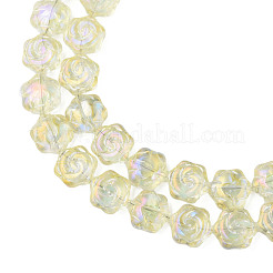電気メッキガラスビーズセット  ABカラー  花  シャンパンイエロー  16x14.5x7.5mm  穴：1mm  約40個/連  24.80インチ（63cm）&nbsp;EGLA-N008-018-D01