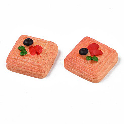 不透明なエポキシ樹脂カボション  模造食品  パン  サンゴ  22.5x22.5x10.5mm&nbsp;CRES-S358-69