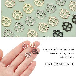 40Pcs 4 Colors 304 Stainless Steel Charms&nbsp;STAS-UN0030-85