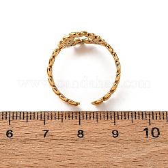 女性用304ステンレススチールエナメルカフリング  オーバル＆リーフ  18KGP本金メッキ  オーバル：20x14mm  usサイズ8 1/4(18.3mm)&nbsp;RJEW-F194-02G