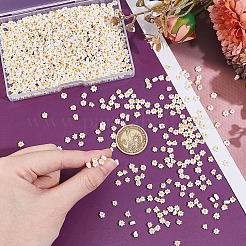 10連売りの手作りミルフィオリガラスビーズ連売り  花  オレンジ  3.7~5.6x2.6mm  穴：1mm&nbsp;LAMP-NB0002-10