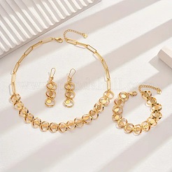Alloy Oval Link Chain Necklaces & Bracelets & Hoop Earrings Sets&nbsp;FS-WG0574A-01