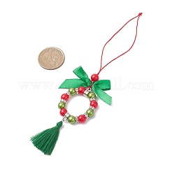 Christmas Wreath ABS Plastic Imitation Pearl Beads Pendant Decoration&nbsp;HJEW-JM04281