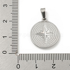 変色しない304ステンレススチールペンダント  スターチャーム付きフラットラウンド  ステンレス鋼色  19x16.5x2mm  穴：2x5mm&nbsp;STAS-F307-21P