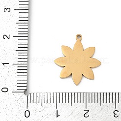 304ステンレスペンダント  イオンプレーティング（ip）  花のチャーム  ゴールドカラー  18.5x16.5x1.5mm  穴：1.4mm&nbsp;STAS-P383-06C-G