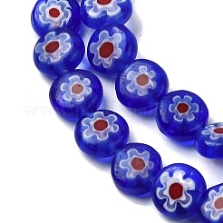 Handmade Millefiori Glass Flat Round Bead Strands&nbsp;LK-P011-22
