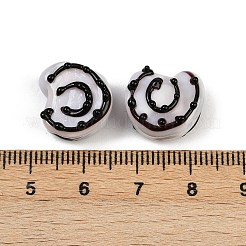 手作りランプワークビーズ  巻き貝  ブラック  14~15x14~15.5x8.5~9.5mm  穴：1.6~1.8mm&nbsp;LAMP-D303-08H