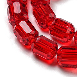 ガラスビーズ連売り  ファセットバレル  レッド  7x6mm  穴：1mm  約78~79個/連  21.26~21.46インチ（54~54.5cm）&nbsp;X-GLAA-G112-01C