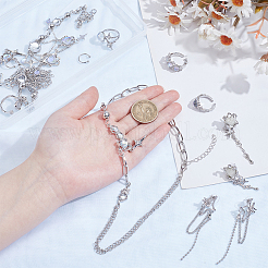 ジュエリーセット  合金と樹脂製のカフリングを含む  合金のネックレスとイヤリング  プラチナ  内径：17.9mm&nbsp;SJEW-BM0001-01