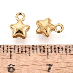 304ステンレスペンダント  スターのチャーム  イオンプレーティング（ip）  長持ちメッキ  18KGP本金メッキ  7.5x5.5x3.5mm  穴：1.2mm&nbsp;STAS-N125-17G