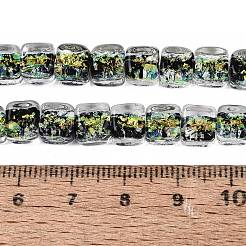 手作りの箔ガラスビーズ連売り  キューブ  ブラック  6~7x6~7x6~7mm  穴：0.9~1.4mm  約50個/連  12.80~13.19インチ（32.5~33.5cm）&nbsp;FOIL-Q002-04A