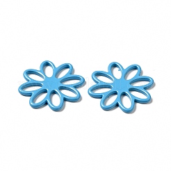 スプレー塗装された201ステンレス鋼のフィリグリージョイナー  花  ディープスカイブルー  16x1mm  内径：2.5x4.5mm&nbsp;STAS-G304-09C