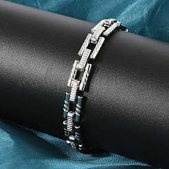 304ステンレススチール長方形リンクチェーンブレスレット女性男性用  ステンレス鋼色  8-5/8インチ（22cm）&nbsp;BJEW-F488-64P