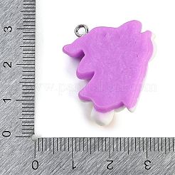 ハロウィーンのテーマ樹脂ペンダント  白金鉄パーツ  ゴースト  30.5x28.5x8.5mm  穴：2mm&nbsp;RESI-M046-01L-02