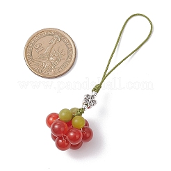 Natural Chinese Jade & Carnelian Persimmon Pendant Decorations&nbsp;HJEW-TA00416