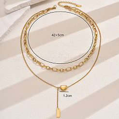 201 Stainless Steel Double-Layer Y-Shaped Necklaces for Women's Party Music Festival&nbsp;OH0726