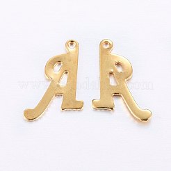 304ステンレスペンダント  a～zの文字  ゴールドカラー  13.5~18x4.5~15x1mm  穴：1mm&nbsp;STAS-O098-03G