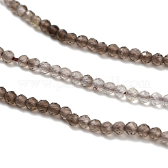 グラデーションカラーの天然スモーキークォーツビーズ連売り  ラウンド  多面カット  2mm  穴：0.5mm  約195~197個/連  15.39''~15.51''（39.1~39.4センチメートル）&nbsp;G-Z106-A05-2mm