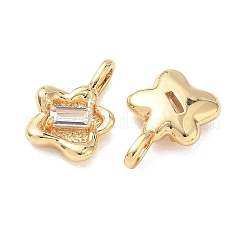 Valentine's Day Brass Micro Pave Clear Cubic Zirconia Charms&nbsp;KK-C259-14G