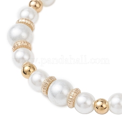 4Pcs 4 Styles Glass Pearl & CCB Plastic Round Beaded Stretch Bracelets for Women&nbsp;BJEW-JB12542