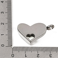 304ステンレスペンダント  ハートチャーム  艶出し  ステンレス鋼色  16x30x7mm  穴：5mm&nbsp;SA-CBAA2E4-04A-P