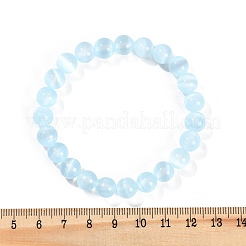 Dyed Natural Selenite Round Beaded Stretch Bracelets for Women&nbsp;G-U005-02G