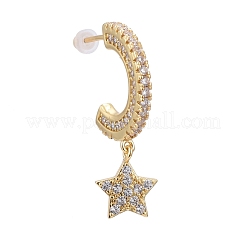 Brass Micro Pave Clear Cubic Zirconia Stud Earrings&nbsp;EJEW-K083-15G
