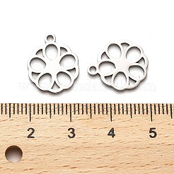 変色しない316サージカルステンレスペンダント  レーザー切断  ステンレス鋼色  花  15.5x13x1mm  穴：1.6mm&nbsp;STAS-H190-02P-04